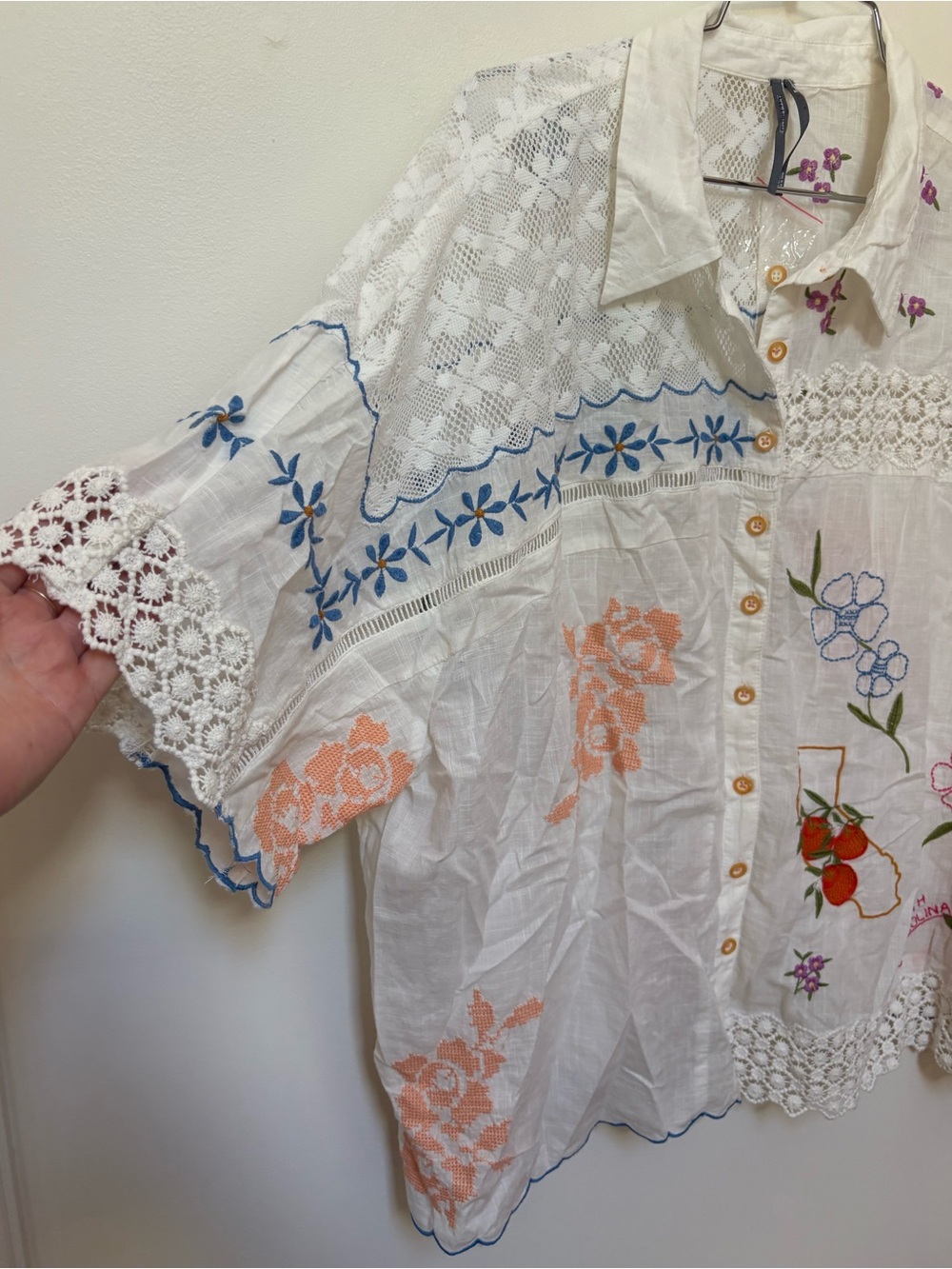 NWOT By Anthropologie 100% Cotton Embroidered Buttondown Shirt Size XL - Picture 5 of 14